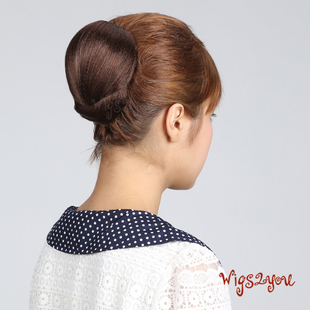 Wigs2you假发新款盘发发髻 复古扣式花苞OL 新娘造型发包女生