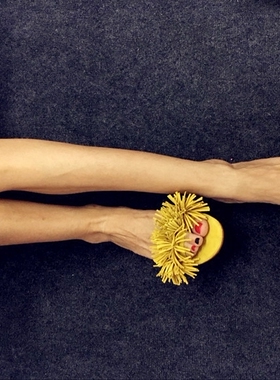 女拖鞋流苏凉鞋平跟百搭简约7色入黄灰白色蓝紫黑真皮翻毛皮2020