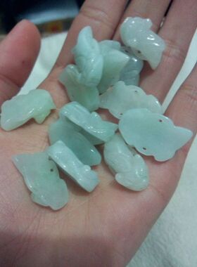 diy缅甸手工散珠翡翠貔貅戒面