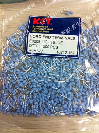 台湾KST管型接线端子E0208/E0206 0.25平方 健和兴 欧式针形端子