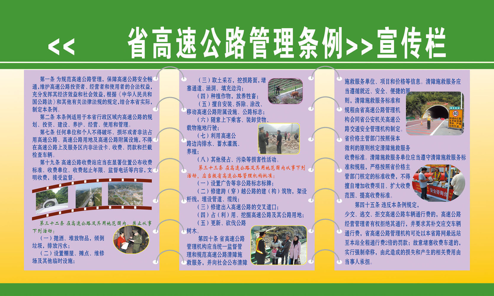 海报印制314条例41高速公路管理条例宣传栏
