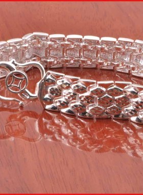 文泽百岁银坊银情侣车花手表链手链银手链NO180