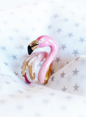 火烈鸟泰国设计师耳环戒指包邮