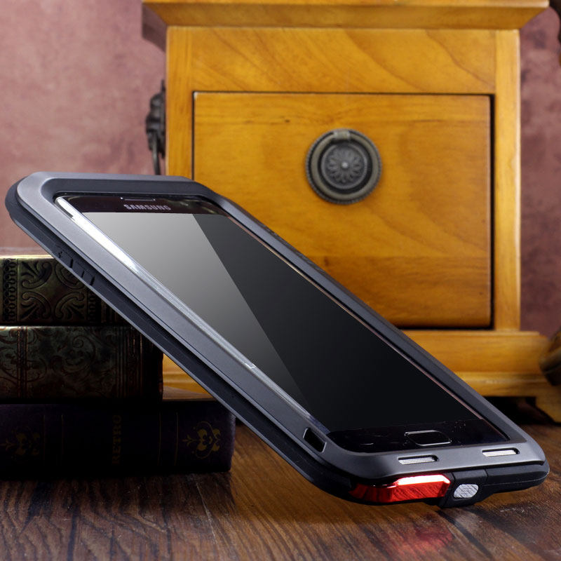 LOVE MEI Powerful Water Resistant Shockproof luminum Metal Gorilla Glass Heavy Duty Case Cover for Samsung Galaxy S7 Edge