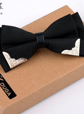 包邮尊贵气质纯色金镶边男士蝴蝶结结婚商务正装英伦韩版领结领带