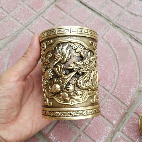 黄铜笔筒风水摆件工艺礼品