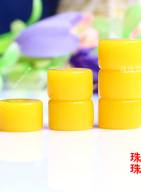 二代盐水鸡油黄蜜蜡鼓珠垫片手链