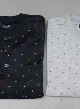 外贸日单男士内里植绒家居服睡衣套装长袖长裤84364##