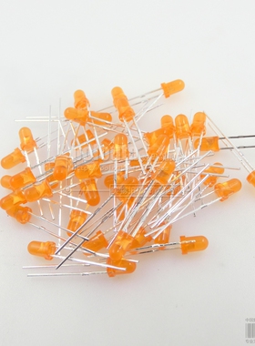 3MM橙发橙光LED灯 橙光 3mm发光二极管LED橙色 F3高亮 50只