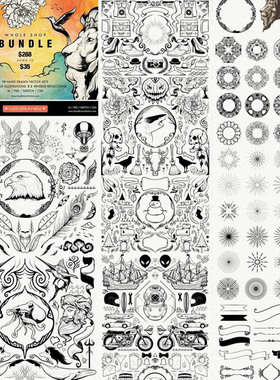 A2515矢量手绘插画图腾动物花纹图案PS形状插件AI设计素材CSH/PSD