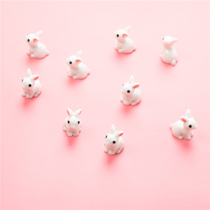 可爱小白兔子桌面摆件树脂静物微景观装饰道具小惊喜礼物