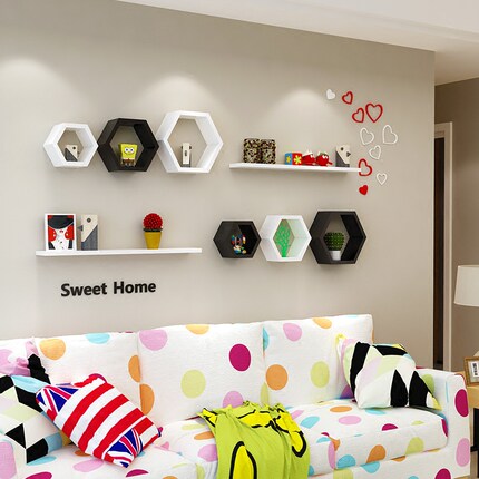 墙上置物架壁挂电视背景墙装饰架创意格子客厅墙壁卧室置物架隔板