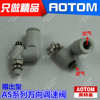 SMC型万向调速阀调节阀螺纹进气限出型AS1301F-M3-04/M5-04/M5-06