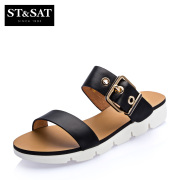 ST&amp; SAT Saturday and summer comfort shoes Sandals leather belt buckle wedges SS52118824