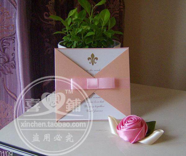 请柬请帖请贴个性创意14.5&times;14cm喜帖欧式结婚请柬韩式喜贴蝴蝶结