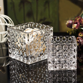 无铅水晶玻璃瓶 水培植物玻璃方缸花器摆件 圆点透明玻璃花瓶