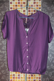 欧美甜美风格2016夏装外贸大牌原单尾货女装短袖紫色衬衫衬衣