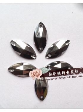 电镀仿金属马眼钻7x15mm 枪黑色 手工DIY服装饰品散珠 双孔手缝钻
