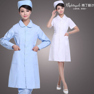 南丁格尔护士服夏装短袖冬装长袖白大褂女修身圆领美容药店工作服