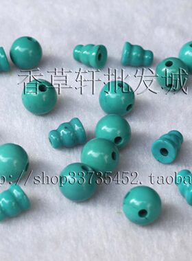 天然绿松藏式三通佛头佛塔部分带黑线DIY108佛珠念珠配件 0423