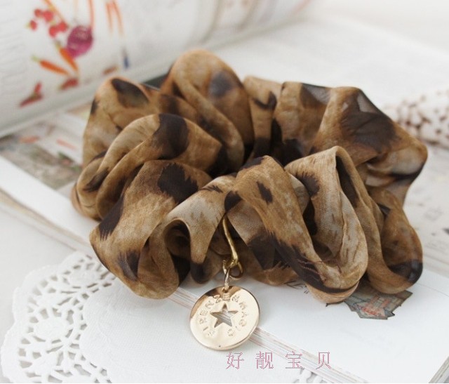 【48包郵】茜子風/西子she時尚五角星豹紋s大發圈s/發繩/發飾