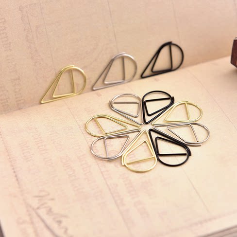 热销创意清新简约水滴造型回形针曲别针书签办公用品礼品10个装