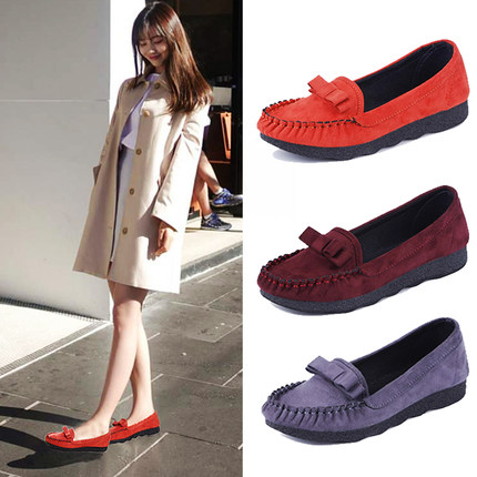 豆豆鞋女老北京布鞋春秋季休闲鞋韩版厚底妈妈鞋浅口厚底女单鞋子