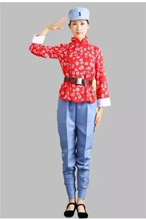 女民兵游击队八路抗战女村姑抗日女兵服装舞台合唱舞服蹈演出服饰