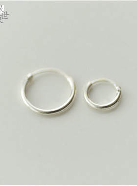 925纯银秀气小耳环 泰版朴素细耳圈 小圈圈活动扣简约小耳扣耳饰