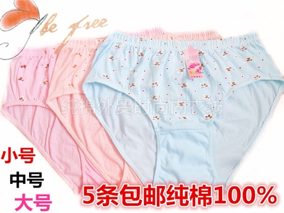 5条免运费大码女内裤中老年全棉