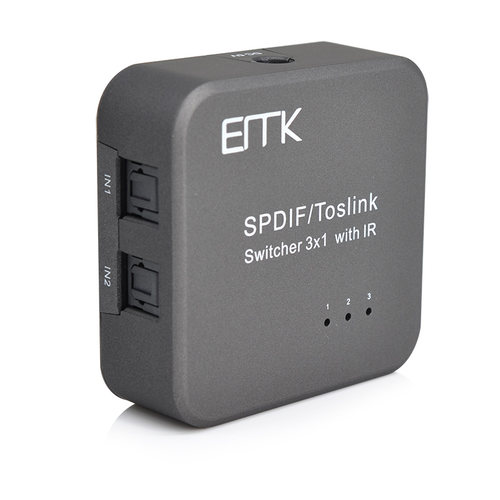 数字光纤音频切换器3进1出 SPDIF Toslink 三进一出分支器带遥控 - 封面