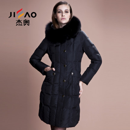 领修身加厚羽绒服女中长款专柜正品2013068-