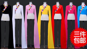 藏族舞蹈水袖练习服 古典舞蹈水袖练功服 连体水袖少儿童水袖子舞