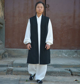 武当亚麻道袍长袍太极服功夫装 道服武术表演练功服中褂坎肩道士