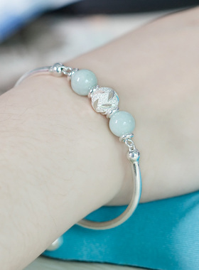 沁缘足银翡翠甜美风生日礼物手链