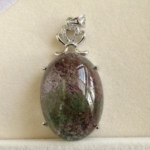 千蕊 天然红绿幽灵吊坠 镶嵌款共生幽灵 清透 送链 一图一物