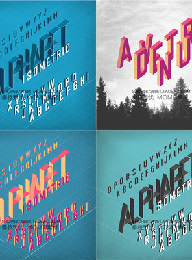 A3332矢量扁平化轴测图Isometric风格英文字母图 AI设计素材