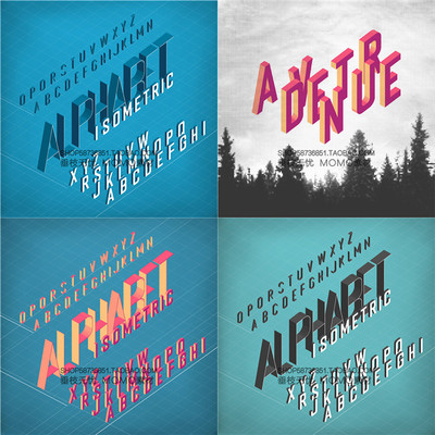 A3332矢量扁平化轴测图Isometric风格英文字母图 AI设计素材