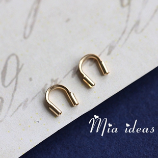 美国进口U型马蹄扣 14K注金包金925纯银 串珠手链钢丝线收尾配件