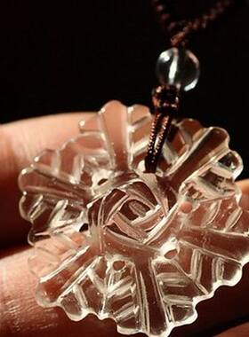 天然雪花手工打磨吊坠