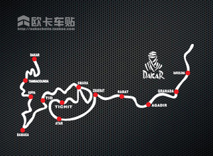 达喀尔DAKAR-越野炼狱拉力赛道地图贴 改装车贴 个性反光汽车贴纸