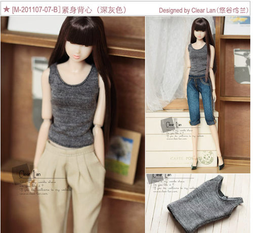 [M-201107-07-B]紧身背心（深灰色）/momoko娃衣