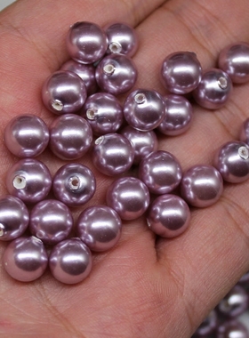 1包价 天然贝壳仿紫色珍珠 半孔贝珠散珠  DIY耳饰手作材料配件