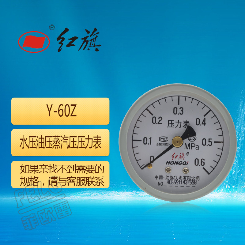 压红轴向压蒸力表Y-6Z 2.5级 0-40mpa 压油汽0压有真空-0.水1-旗0