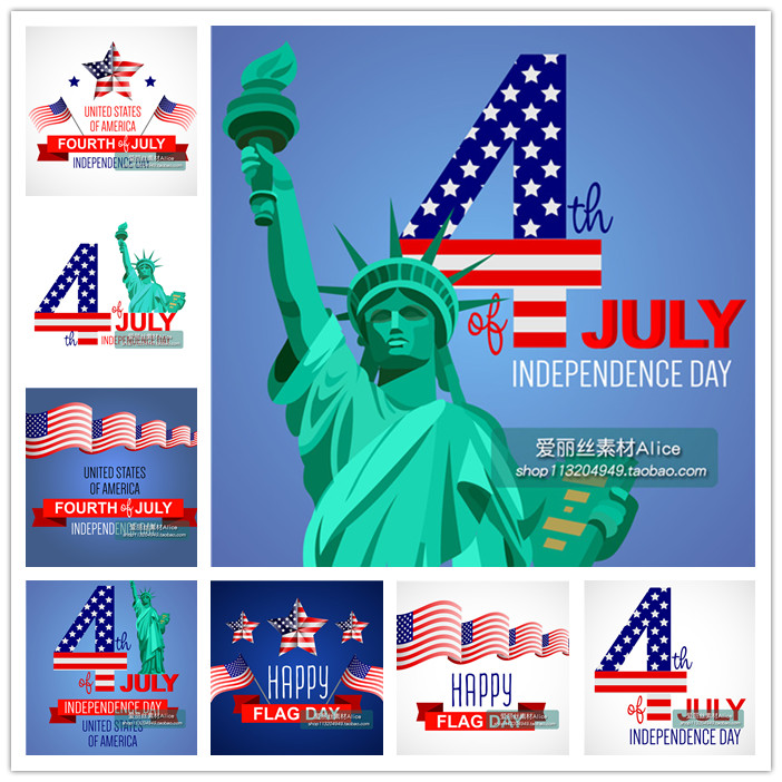 [222]美国独立日自由女神国旗插画 AI矢量设计素材