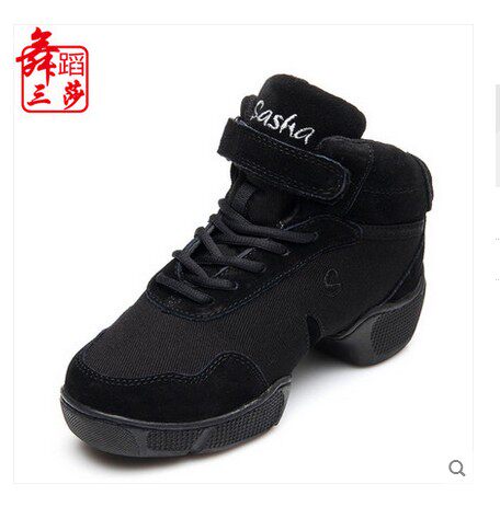三莎舞蹈鞋跳舞鞋冬 女式 广场舞鞋 软底爵士帆布网面增高交谊舞