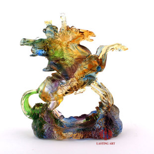 六合春琉璃摆件马上封侯加官进爵升职晋升礼品生肖猴创意家居饰品