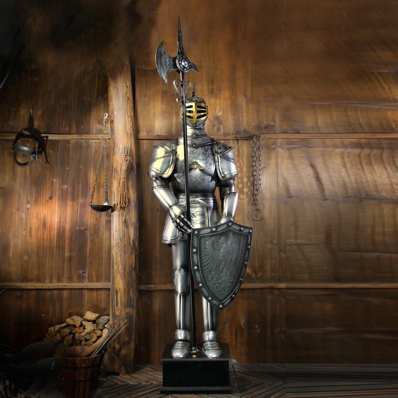 精品复古欧式酒吧摆设中世纪盔甲铁人铁艺武士模型古罗马雕像直销