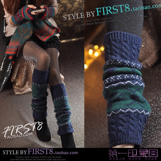 保暖适羊毛袜套拼色撞色脚套