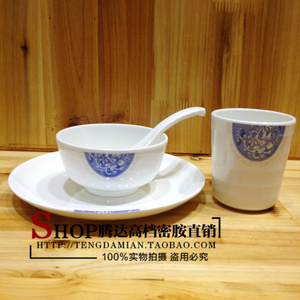 优质A5料密胺仿瓷青花 农家乐餐厅火锅摆台套装 台面餐具骨碟饭碗